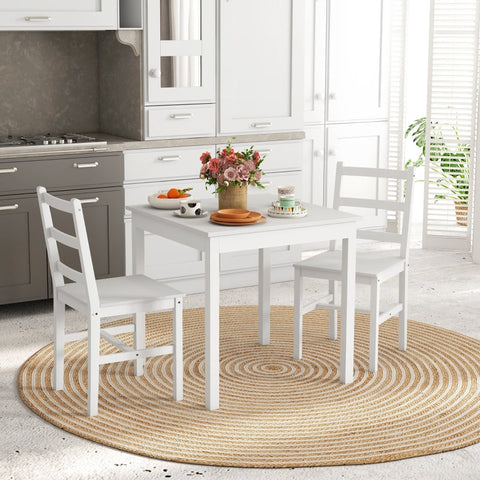 Rootz 3-Piece Dining Set - Kitchen Table Set - Small Dining Room Furniture - Space-Saving - Durable Pine Wood - 75cm x 75cm x 73cm Table - 41cm x 46cm x 86cm Chairs