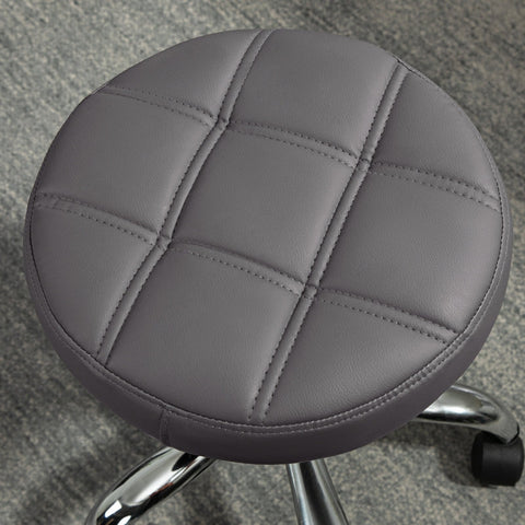 Rootz Swivel Salon Stool - Rolling Seat - Adjustable Height - Faux Leather - Comfortable Padding - 35.5cm x 63cm - Gray