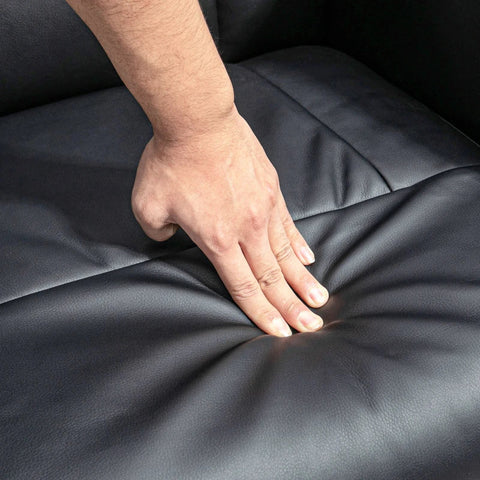 Rootz 2-piece Armchair Set - Armchair With Footstool - Relaxation Chair With Footstool - Height-adjustable - Tilting Backrest - Faux Leather - Black - 76W x 81D x 101H cm