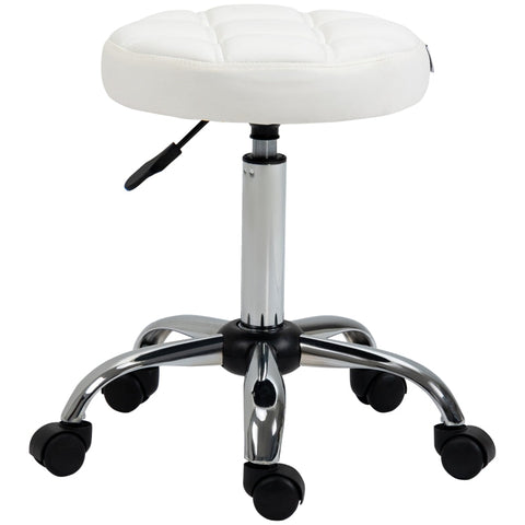 Rootz Swivel Stool - Rolling Stool - Height Adjustable Salon Stool - Faux Leather - Armless Design - Elegant Quilted Pattern - 35.5cm x 51-67cm