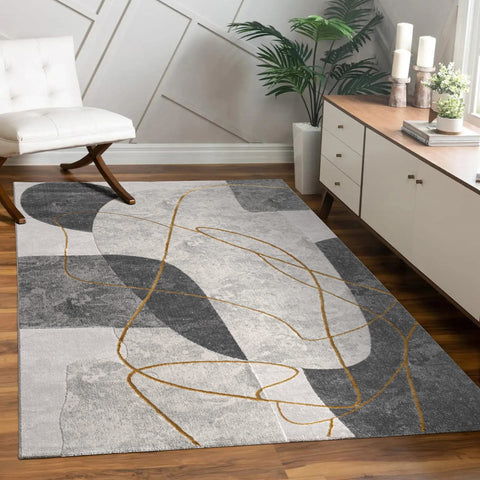 Geometric & Botanical Pattern Rug – Soft, Durable, Modern, Elegant Design