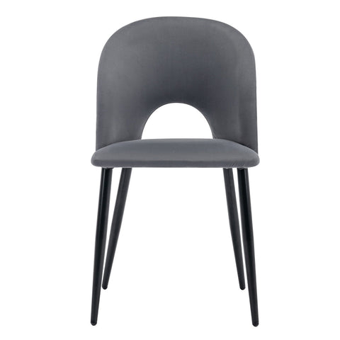 Rootz Gray Velvet Dining Chair - Elegant Seating - Sturdy Dining Chair - Comfort & Durability - 47L x 44W x 84H cm