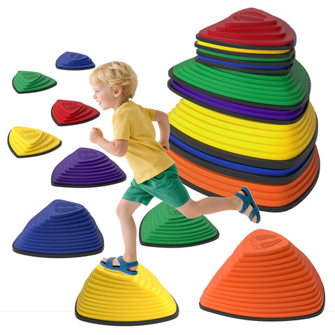 Rootz 9-Set Balancing Stones - Sensory Stacking Stones - Non-Slip Triangle Stones - Promotes Balance - 40cm x 40cm x 20.4cm