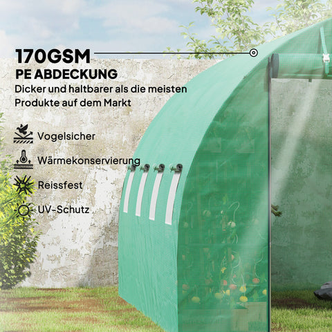 Rootz Walk-In Greenhouse - Poly Tunnel - Plant Tent - Extend Growing Season - 398cm x 298cm x 198cm