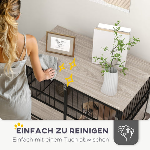 Rootz Bello Dog Crate - Wooden Dog Kennel - Pet Crate - Walnut Wood - 100cm x 60cm x 68cm