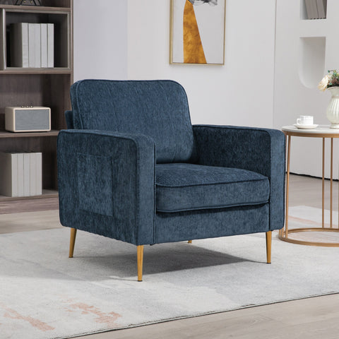 Rootz Fabric Armchair - Lounge Chair - Relaxation Chair - High Comfort - 81cm x 84cm x 87cm Blue
