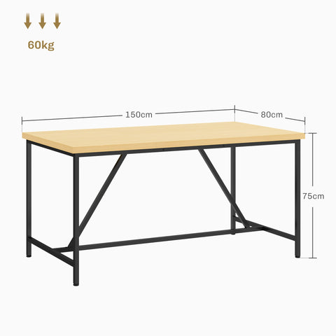 Rootz Dining Table for 6 - Versatile Furniture - Desk Option - Brown Optics - Steel Legs - 150cm x 80cm x 75cm