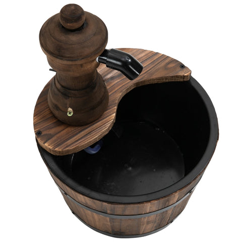 Rootz Garden Fountain - Decorative Barrel Fountain - Wooden Bucket Water Feature - Weather-Resistant - Adjustable Water Flow - Easy Assembly - Ø27 x 37 cm - Fir Wood + Metal