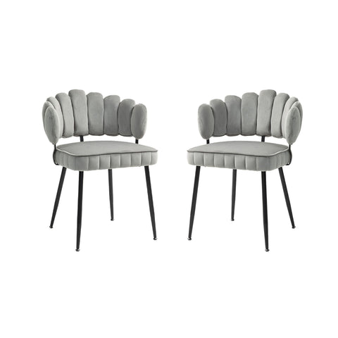 Rootz Set of 2 Velvet Dining Chairs - Dining Room Chairs - Living Room Chairs - Excellent Support - 57.98cm x 56cm x 78cm