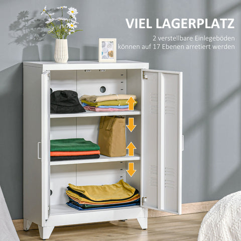 Rootz Filing Cabinet - Metal Storage Cabinet - Multi-Purpose Organizer - Durable & Ventilated - White - 75 x 33 x 110 cm