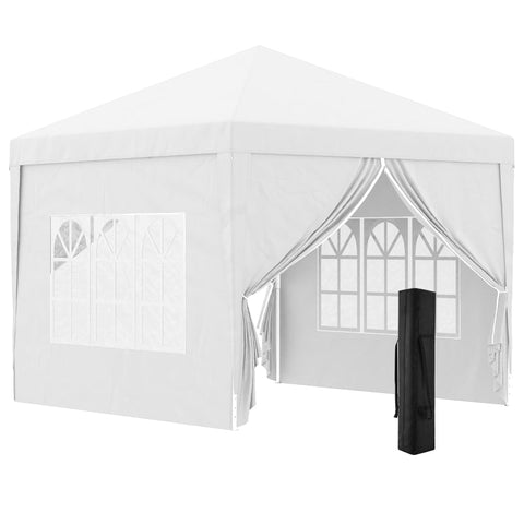 Rootz Pavilion Beer Tent - Party Tent - Event Shelter - High Stability - Quick Setup - Weather Protection - 2.95m x 2.95m x 2.58m - White