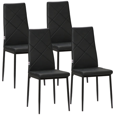 Rootz Set of 4 Dining Room Chairs - Kitchen Chairs - Modern Design - Optimal Support - Maximum Comfort - Durable and Robust - 41cm x 50cm x 97cm - Black