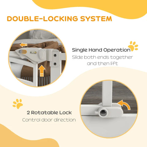 Rootz Dog Gate - Stair Gate - Automatic Closing - Adjustment Screw - One-hand Operation - Security Gate - Round Double Sided Tape - Steel-PA - White - 100cm x 4cm x 76cm