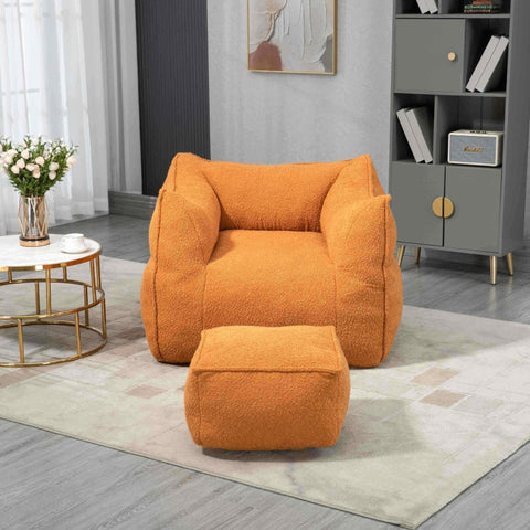 Rootz Bouclé Bean Bag Chair - Armchair - Soft Seating - Memory Foam Comfort - 91cm x 83cm x 66cm