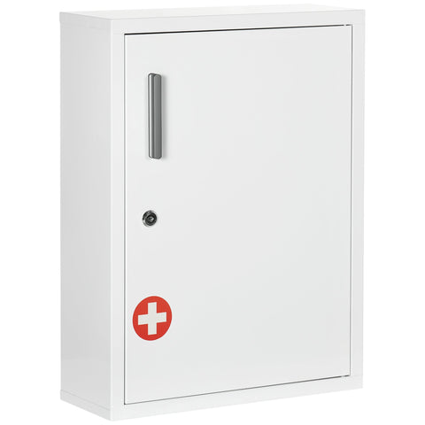 Rootz Medicine Cabinet with Lock - Medical Organizer - Storage Cabinet - Secure Storage & Easy Clean - 40x15x53.5 cm White