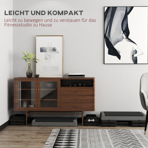 Rootz Adjustable Fitness Stepper - Aerobic Step - Non-Slip Platform - Height Options - 77cm x 36cm x 10.5/15.5/20.5cm