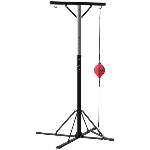 Rootz Boxing Stand - Punch Bag Stand - Speedball - Height Adjustable - Reinforced Stability - Black Steel - 160cm x 145cm x 175-220cm
