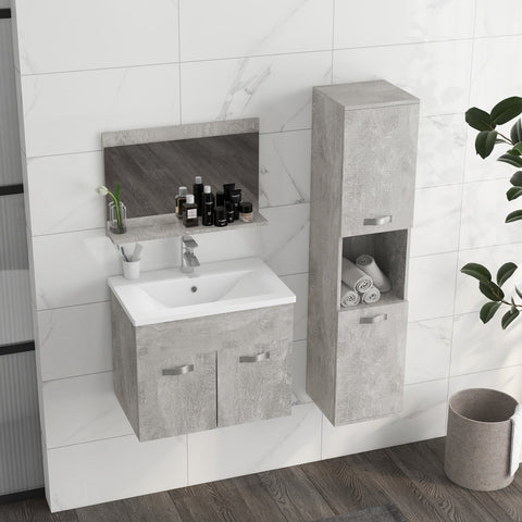 Rootz 3 Piece Bathroom Furniture Set - Vanity Set - Washroom Furniture - Space-Saving Design - 61cm x 40cm Sink Cabinet