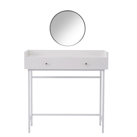 Rootz Dressing Table with Mirror - Vanity Table - Makeup Desk - Large Storage - 95cm x 40cm x 93-138cm