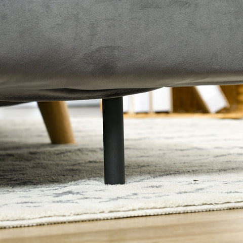 Rootz Velvet Sofa Bed Chair - Sleeper Chair - Recliner - Breathable Fabric - 130cm x 78cm x 79cm - Gray