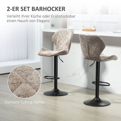 Rootz Set of 2 Bar Chairs - Kitchen Stools - Height-Adjustable Counter Stools - Ultimate Comfort - 48cm x 51.5cm x 91-112cm