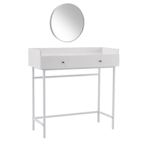 Rootz Dressing Table with Mirror - Vanity Table - Makeup Desk - Large Storage - 95cm x 40cm x 93-138cm