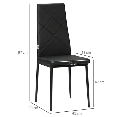 Rootz Set of 4 Dining Room Chairs - Kitchen Chairs - Modern Design - Optimal Support - Maximum Comfort - Durable and Robust - 41cm x 50cm x 97cm - Black