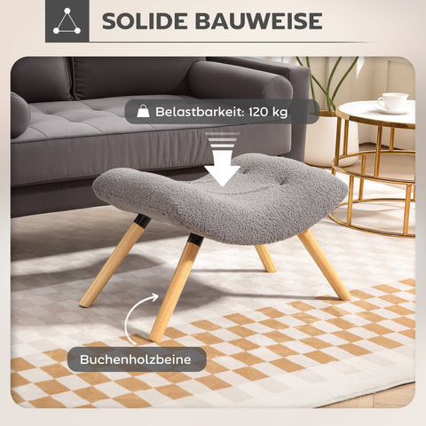 Rootz Modern Foot Stool - Ottoman - Padded Seat - Cozy & Stylish Comfort - Grey - Total Dimensions: 67cm x 45cm x 38cm