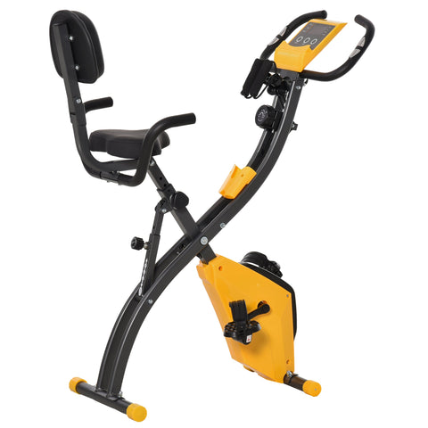 Rootz Foldable Exercise Bike - Stationary Bike - Fitness Cycle - 8 Levels Magnetic Resistance - 105cm x 48cm x 118cm - Steel - Yellow-Grey