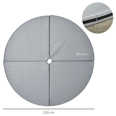 Rootz Foldable Pole Dance Mat - Dance Cushion - Safety Pad - 5cm Thickness for Injury Prevention - Ø 150cm - Grey Plastic Coating