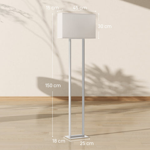 Rootz Modern Floor Lamp - Standing Light - Layer Lamp - Adjustable Brightness - White Linen Look - 45L x 150H x 150H cm