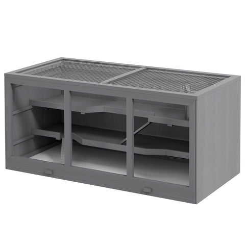 Rootz Dwarf Hamster Cage - Rodent Cage - Small Animal Box - Lockable & Easy Care - Grey - 115cm x 57cm x 55cm