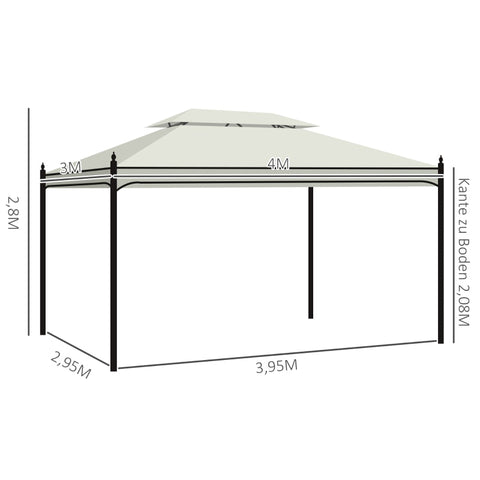 Rootz Luxury Pavilion Garden Tent - Outdoor Gazebo - Weather-Resistant Canopy - Elegant Design - Excellent Air Circulation - High Stability - 300cm x 400cm x 280cm - Steel Frame & Polyester Roof