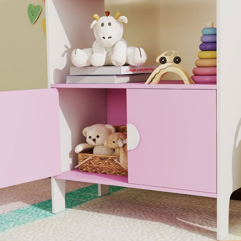 Rootz Children's Bookshelf - Kid's Bookcase - Storage Unit - Anti-Tipping Design - 60L x 100H cm - Pink & White