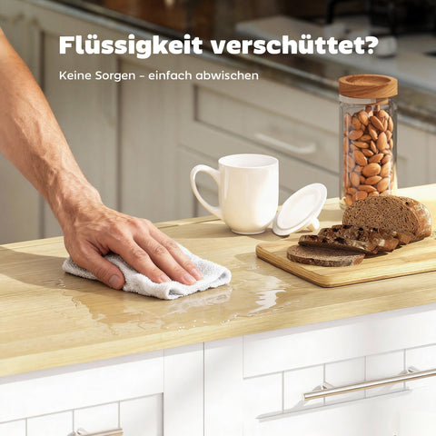 Rootz Mobile Kitchen Island - Expandable Surface - Kitchen Trolley - Rolling Cart - Organized Storage - White/Brown- 129x65x91 cm