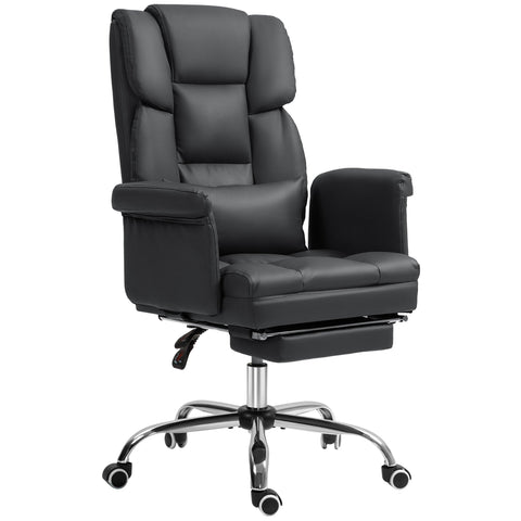 Rootz Office Chair - Ergonomic Swivel - Adjustable Chair - Lumbar Support - Black Synthetic Leather - 69cm x 110cm x 85-93cm