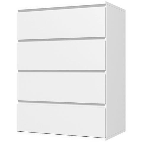 Rootz 4 Drawer Chest - Storage Furniture - Minimalist Design - Handleless - 60 x 40 x 80 cm - White Finish for Modern Elegance