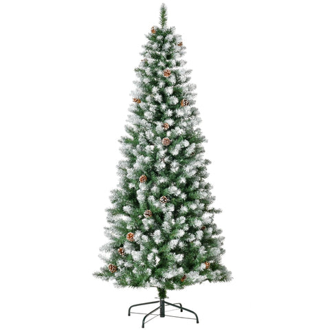 Rootz Artificial Christmas Tree - Snow-Covered Branches - Decorative Cones - Realistic Appearance - 180cm x 75cm - 630 Tips - 37 Cones