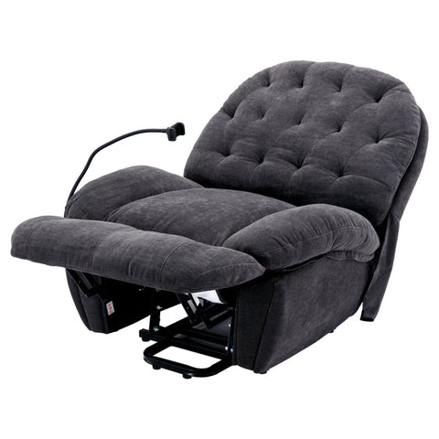 Rootz Gray Fabric Electric Recliner - Massage Chair - Heated Recliner - Ultimate Comfort - 92L x 100W x 104H cm