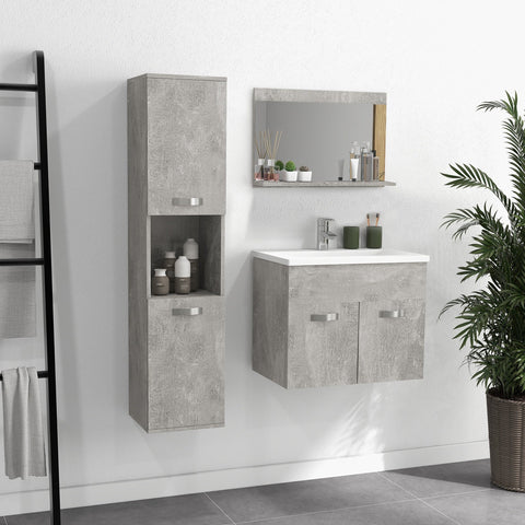 Rootz 3 Piece Bathroom Furniture Set - Vanity Set - Washroom Furniture - Space-Saving Design - 61cm x 40cm Sink Cabinet