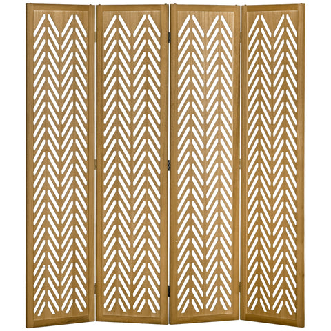 Rootz Paravent Room Divider - Foldable Interior Partition - Wooden Privacy Screen - Brown - 160cm x 170cm