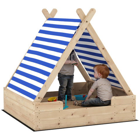 Rootz Sand Box for Children - Sandpit - Play Area - Weatherproof Tent Roof - Withstand Daily Use - 120 x 120 x 126.5 cm