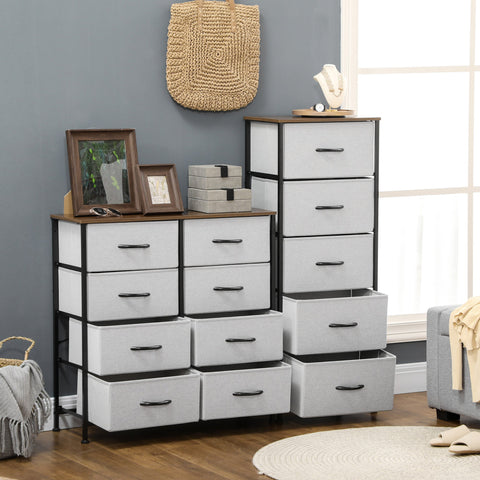 Rootz Chest of Drawers - Storage Organizer - Fabric Dresser - 8 Fabric Drawers - Metal Frame - 80x30x81.5 cm - Grey-Brown