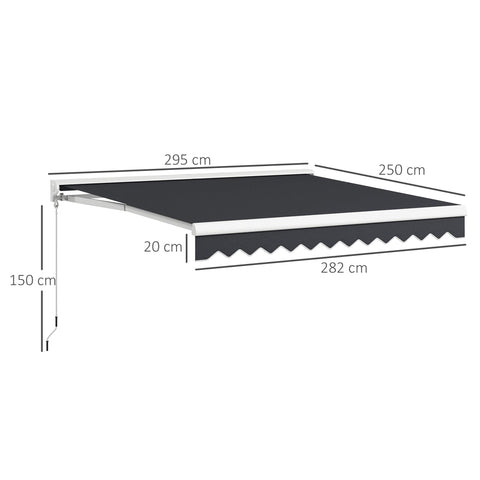 Rootz Extendable Awning Fabric - Balcony Canopy - Terrace Shade - Waterproof Polyester - 295cm x 250cm, Remote Control, Aluminum