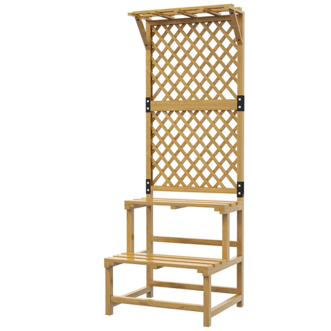 Rootz Two-Tier Plant Stand - Garden Shelf - Flower Display - Fir Wood - 60W x 50D x 166H cm