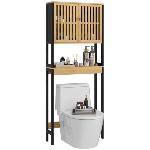 Rootz Bamboo Toilet Shelf - Bathroom Storage Rack - Over Commode Organizer - Space Saving Design - 60L x 21.5B x 172H cm