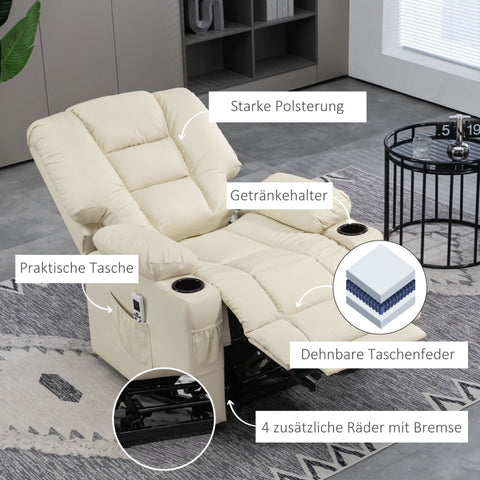 Rootz Massage Chair Standing Aid Senior Chair - Recliner - Lift Chair - Ultimate Comfort - Effortless Mobility - Customizable Massage - 90cm x 98cm x 102cm (Upright) - Faux Leather