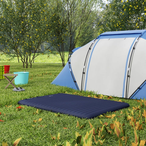 Rootz Camping Air Mattress - Inflatable Bed - Outdoor Sleeping Mat - Waterproof Polyester - Foot Pump Included - 195cm x 140cm x 10cm