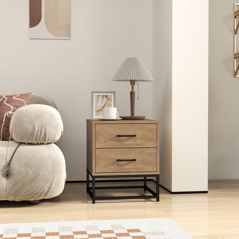 Rootz Industrial 2 Piece Bedside Tables - Night Stands - Bedroom Decor - Ample Storage - 40x39.5x48cm