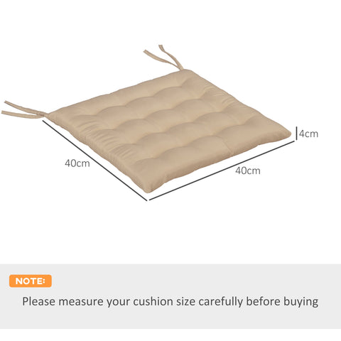 Rootz Set of 6 Garden Chair Cushions - Quilted Outdoor Cushions - Seat Pads - Great Comfort - 40L x 40W x 4H cm - High-Density Foam